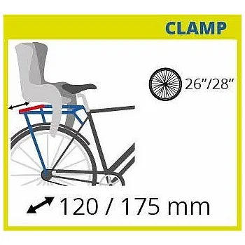 cyklosedačka Dětská sedačka na kolo Bellelli B-ONE CLAMP LUX s upevněním na nosič kola šedá