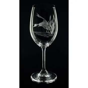 Sklenice sklenice na víno 350ml 1ks s kachnou - ručně ryté (broušené) dárková krabička