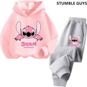 Lilo & Stitch Pohodlná dětská tepláková souprava "Lilo & Stitch" Barva: 2 - růžová mikina + šedé kalhoty, Velikost: 100 (2-3 roky)