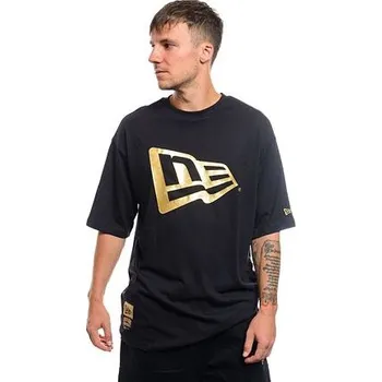 Pánské tričko Triko New Era - Flag Oversized Tee - Black / Gold velikost S