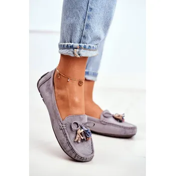 Dámské mokasíny Dámské Semišové Mokasíny 20PB35-2003 Donna Mia Barva: Stříbrná, Velikost: 36