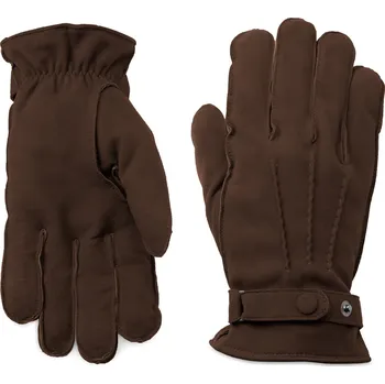 Rukavice Hnědé semišové kožené rukavice s přezkou - Fawler