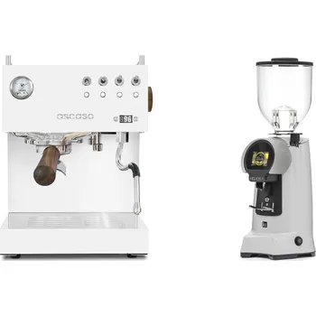 Kávovar Ascaso Steel DUO PID, White&Wood + Eureka Helios 75, grey