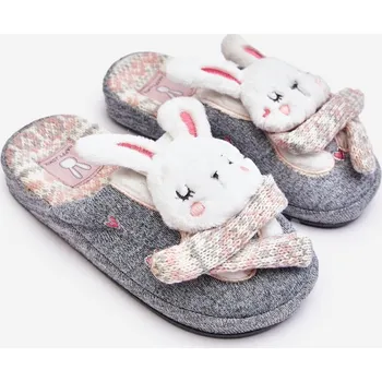 Chlapecké bačkory Dětské pantofle na tlusté podrážce se zajíčky Dasca Barva: Stříbrná, Velikost: 33