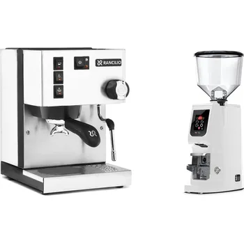 Kávovar Rancilio Silvia E, white + Eureka Atom W 75, white
