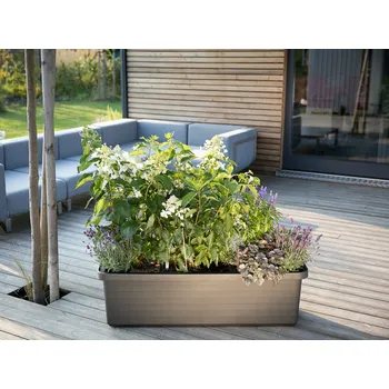 Truhlík Plastia Samozavlažovací truhlík Berberis Trio – antracit