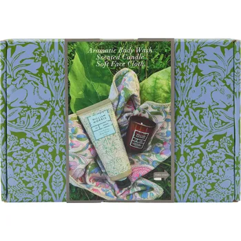 Kosmetická sada Heathcote & Ivory William Morris Forrest Bathing Dárková sada se svíčkou, 3 ks