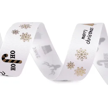 Vánoční rypsová stuha šíře 25 mm, barva 1 bílá černá