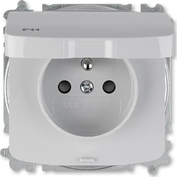 Elektrická zásuvka 6619A-A06997 S Zásuvka jednonásobná s ochranným kolíkem, s clonkami, s víčkem (IP44), šedá, ABB