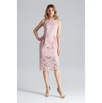 Dámské oblečení Krajkové šaty bez rukávů M640 FIGL Barva: Růžová, Velikost: M