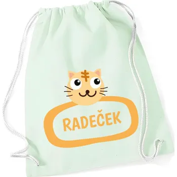 Sportovní vak TRK Vak na záda s vlastním jménem - KOČKA Barva: Zelená