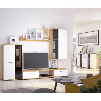 Obývací stěna Obývací stěna SALSA + komoda | 235 cm + 140 cm | artisan/bílá