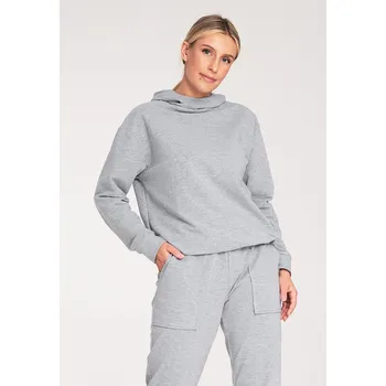 Dámská mikina Bavlněná mikina s volným stojáčkem M1034 FIGL Barva: Šedá, Velikost: M