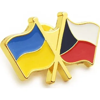 Odznak (pins) vlajka Česká republika+Ukrajina 2x3 cm - barevný