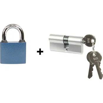 Stavební výplň EURO vložka + Ovál visací zámek na společný klíč 3KS 3ks