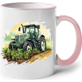 Keramický hrnek Traktor, Barva Růžová, Velikost 330 ml, Canvas Keramický hrnek s barevným uchem Bezvatriko.cz 2738