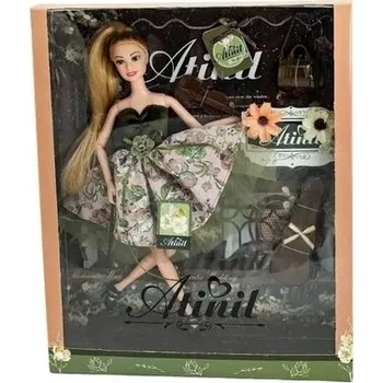 Panenka Lalka zielona sukienka w kwiaty