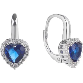 Souprava šperků Bealio BEALIO Stříbrné náušnice SRDCE safírové 03-09394-2654