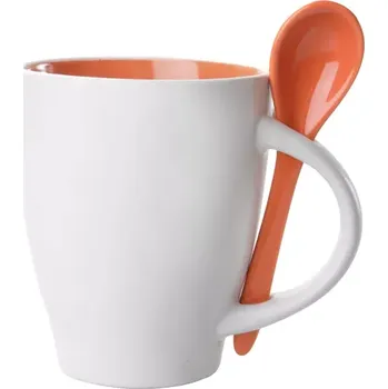 Spoon hrnek se lžičkou - 300 ml - oranžová / bílá - AP862000-03