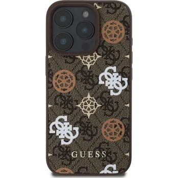 Zadní kryt Guess PU 4G Peony MagSafe pro Apple iPhone 16 Pro, hnědá