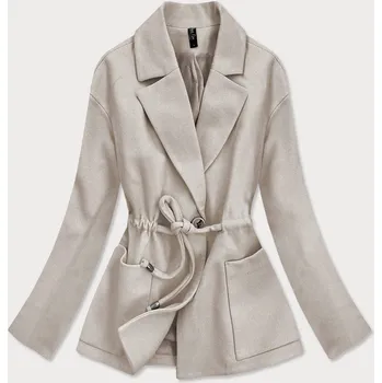 Dámský kabát Volný béžový krátký dámský kabát (2727) odstíny béžové XL (42)