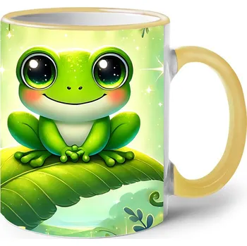 Keramický hrnek Žabička, Barva Žlutá, Velikost 330 ml, Canvas Keramický hrnek s barevným uchem Bezvatriko.cz 2730