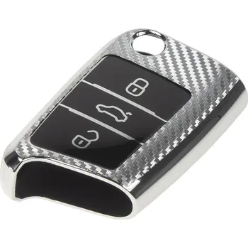 Autoklíč TPU obal pro klíč Škoda, VW, Seat, carbon silver - 484VW122CS
