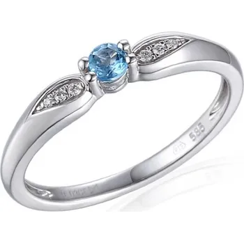 Prsten Gems, Jemný zásnubní prsten Hanni, bílé zlato s brilianty a modrým topazem, vel. 51, prům. 16.2 mm, 585-38-1-4127.1B00.0.51.HSI1.603