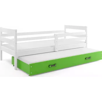 Postel BMS GROUP Dětská postel Eryk - 2 osoby, 80x190 s výsuvnou přistýlkou bez matrace– Bílá, Zelená
