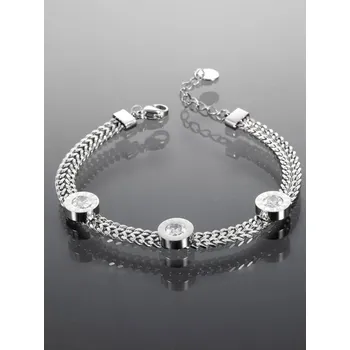 Náramek Prosperk Náramek z chirurgické oceli s krystalky stříbrná S0574