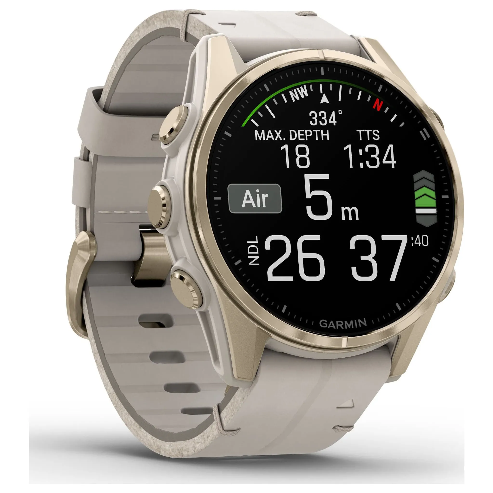 Fotografie 2 - Chytré hodinky Garmin fēnix 8 43 mm AMOLED Sapphire Soft Gold Limestone Leather Band