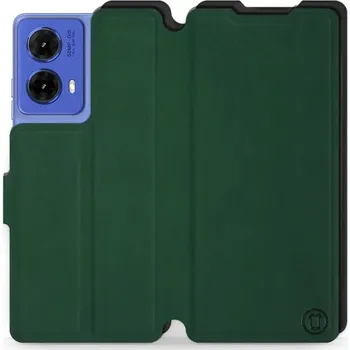 Pouzdro na mobilní telefon Flipové pouzdro Mobiwear Semiš - Motorola Moto G85 5G - Zelené & Černé (Knížkové semišové flip pouzdro, obal, kryt na mobil Motorola Moto G85 5G - Zelené & Černé, materiál semiš + TPU, ochrana 360°, stojánek, silikonová vanička, magnetické zavírání)
