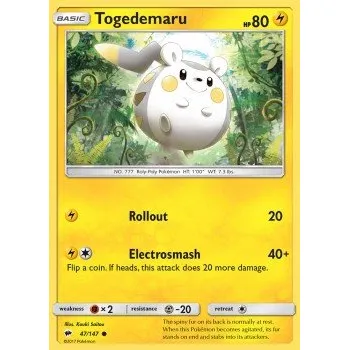 Volný čas Pokémon BUS 047/147 Togedemaru - Burning Shadows Stav: Excellent, Verze: NORMAL