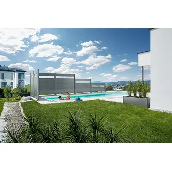 balkonová zástěna Zástěna s proskleným panelem Biohort PRIVACY SCREEN- výška 90 šedý křemen- různé šířky Velikost: 100 B280135