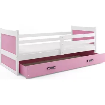 Postel BMS GROUP Dětská postel Rico 1 90x200, s úložným prostorem bez matrace - 1 osoba - Bílá, Růžová, Růžová
