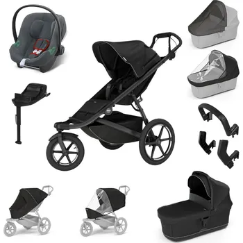 Přeprava dětí THULE Maxi set Urban Glide 3 Black + korba Black + autosedačka Aton B2 Steel Grey + báze + doplňky