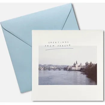 Přání Greetings from Prague s textem: It's beautiful here