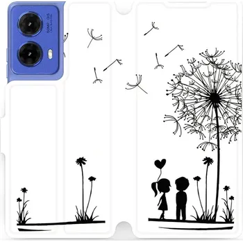 Pouzdro na mobilní telefon Flipové pouzdro Mobiwear - Motorola Moto G85 5G - MH16P Dvojice s pampeliškou (Knížkové flip pouzdro, obal, kryt na mobil Motorola Moto G85 5G - MH16P Dvojice s pampeliškou, materiál Umělá kůže + TPU - ochrana 360°, stojánek, silikonová vanička, magnetick