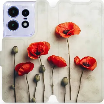 Pouzdro na mobilní telefon Flipové pouzdro Mobiwear - Motorola Edge 50 Pro - VP42S Vlčí máky (Knížkové flip pouzdro, obal, kryt na mobil Motorola Edge 50 Pro - VP42S Vlčí máky, materiál Umělá kůže + TPU - ochrana 360°, stojánek, silikonová vanička, magnetické zavírání)