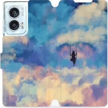 Pouzdro na mobilní telefon Flipové pouzdro Mobiwear - Motorola Edge 50 Fusion - MR09S Dívka na houpačce v oblacích (Knížkové flip pouzdro, obal, kryt na mobil Motorola Edge 50 Fusion - MR09S Dívka na houpačce v oblacích, materiál Umělá kůže + TPU - ochrana 360°, stojánek, silikonov