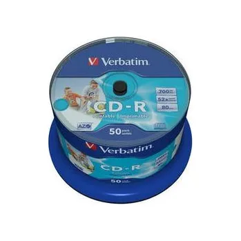 VERBATIM CD-R(50-Pack)Spindle/Inkjet Printable/52x/700MB / Non ID Branded