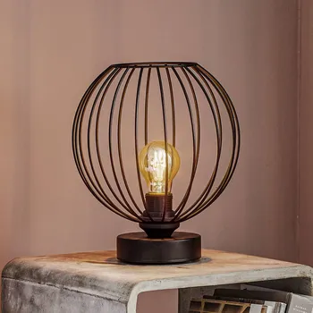 Lampička HELam Stolní lampa Cumera s klecovým stínidlem, Ø 24 cm černý 1 x 60 W - Doprava zdarma