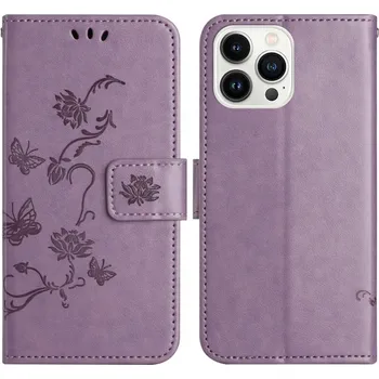 Pouzdro na mobilní telefon Flower knížkové pouzdro na iPhone 16 Pro - světlefialové