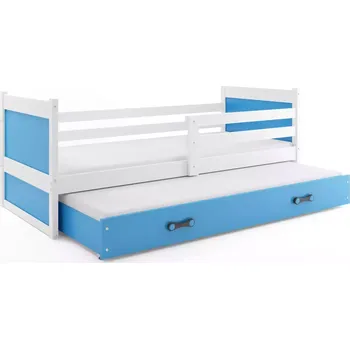 Postel BMS GROUP Dětská postel Rico - 2 osoby, 90x200 s výsuvnou přistýlkou bez matrace – Bílá, Modrá, Modrá