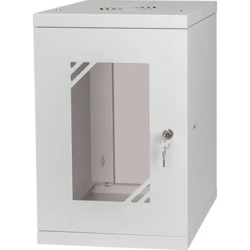 Rozvaděč LEXI-Net 10" nástěnný rozvaděč Basic 9U 292x300, skleněné dveře, bez zad, svařovaný, šedý