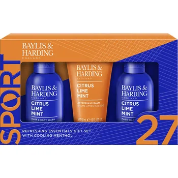 Kosmetická sada Baylis & Harding Citrus, Lime & Mint - sada s péčí o tělo, vlasy a pleť, 3 ks pánský kosmetický set s vůní citrusu, máty a limety