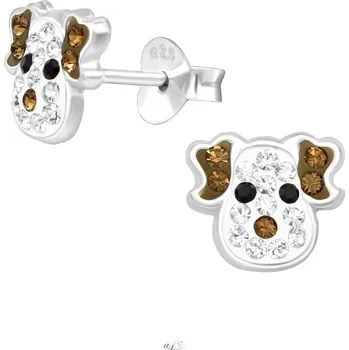 Náušnice Stříbrné puzetové náušnice Pejsek S41506 (Náušnice se psem, pes)