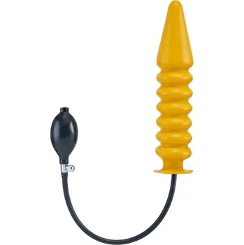 Dildo Nafukovací dildo Mister B Solid Ribbed L žluté, žebrované nafukovací dildo s pevným jádrem 28 x 3,3–6,5 cm