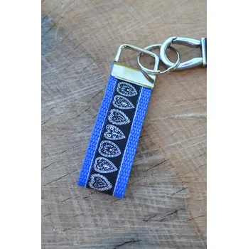 Brož Folklórní klíčenka - krátká Typ: SRDCE folklorní - světle modrá