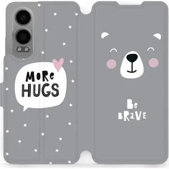 Pouzdro na mobilní telefon Flipové pouzdro Mobiwear - OnePlus Nord CE 4 Lite 5G - MH06P Be brave - more hugs (Knížkové flip pouzdro, obal, kryt na mobil OnePlus Nord CE 4 Lite 5G - MH06P Be brave - more hugs, materiál Umělá kůže + TPU - ochrana 360°, stojánek, silikonová vanička,)